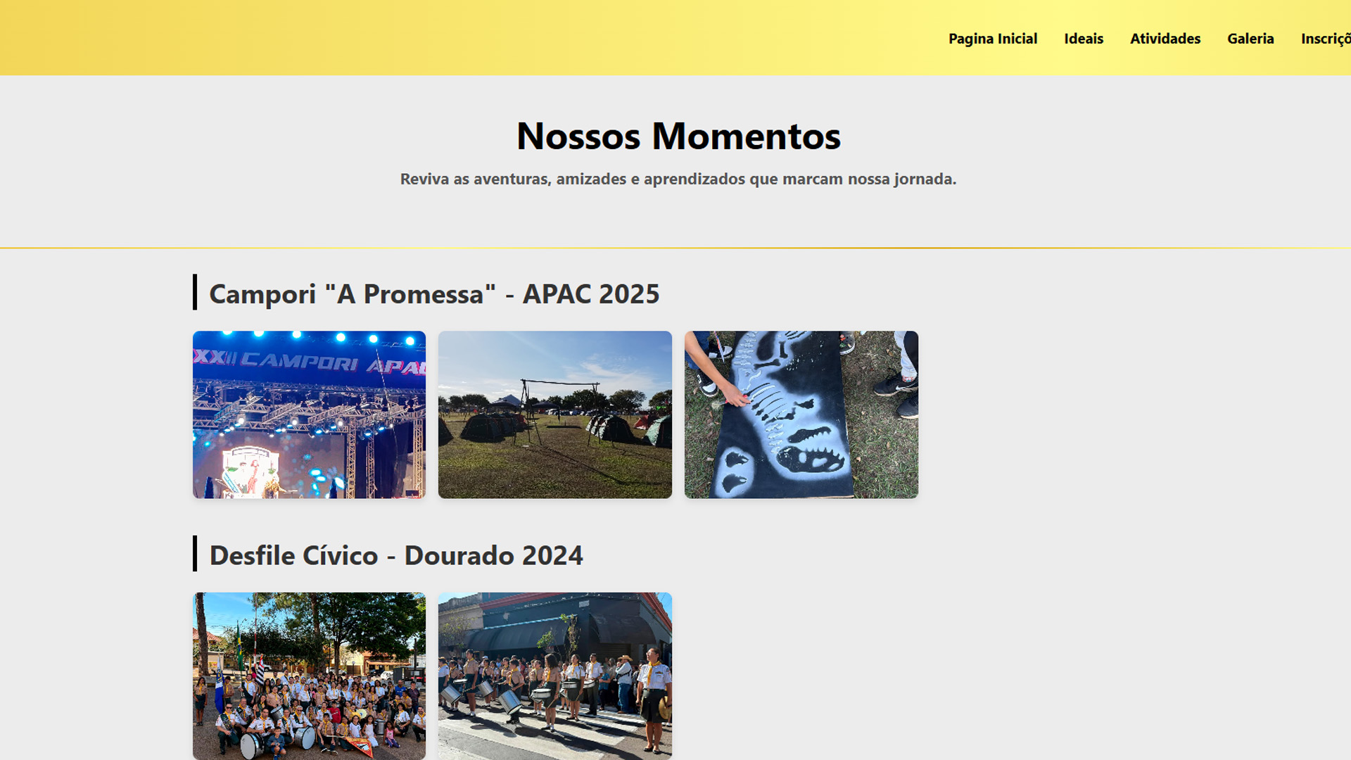 Galeria de Fotos do Site dos Desbravadores