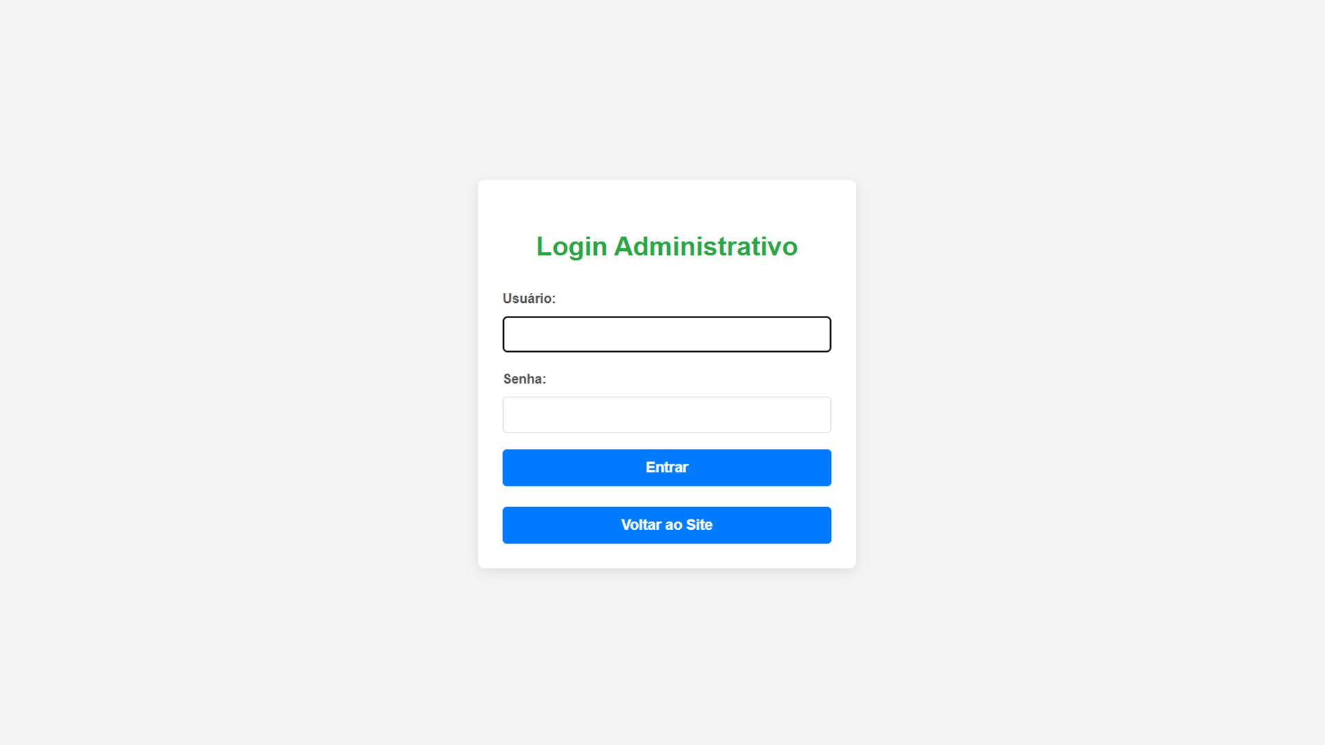 Página de Login do Admin