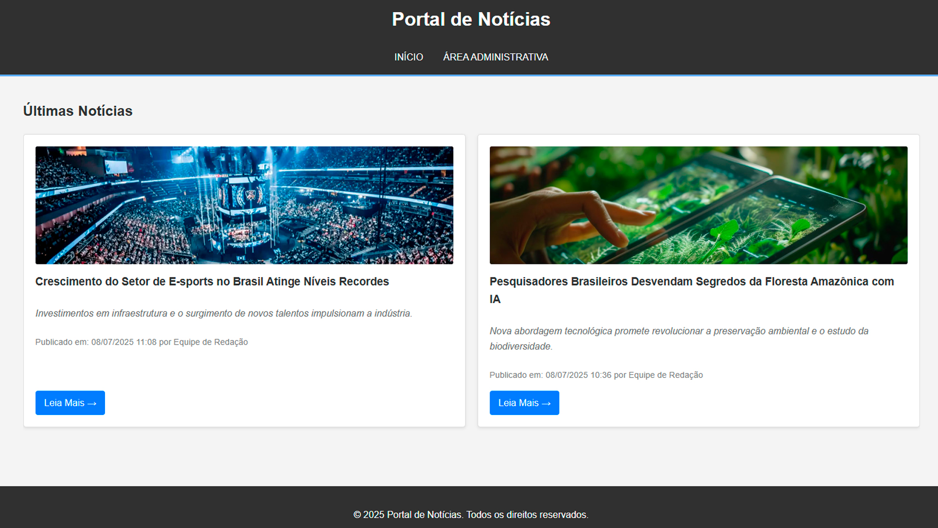 Miniatura do projeto Portal de Notícias